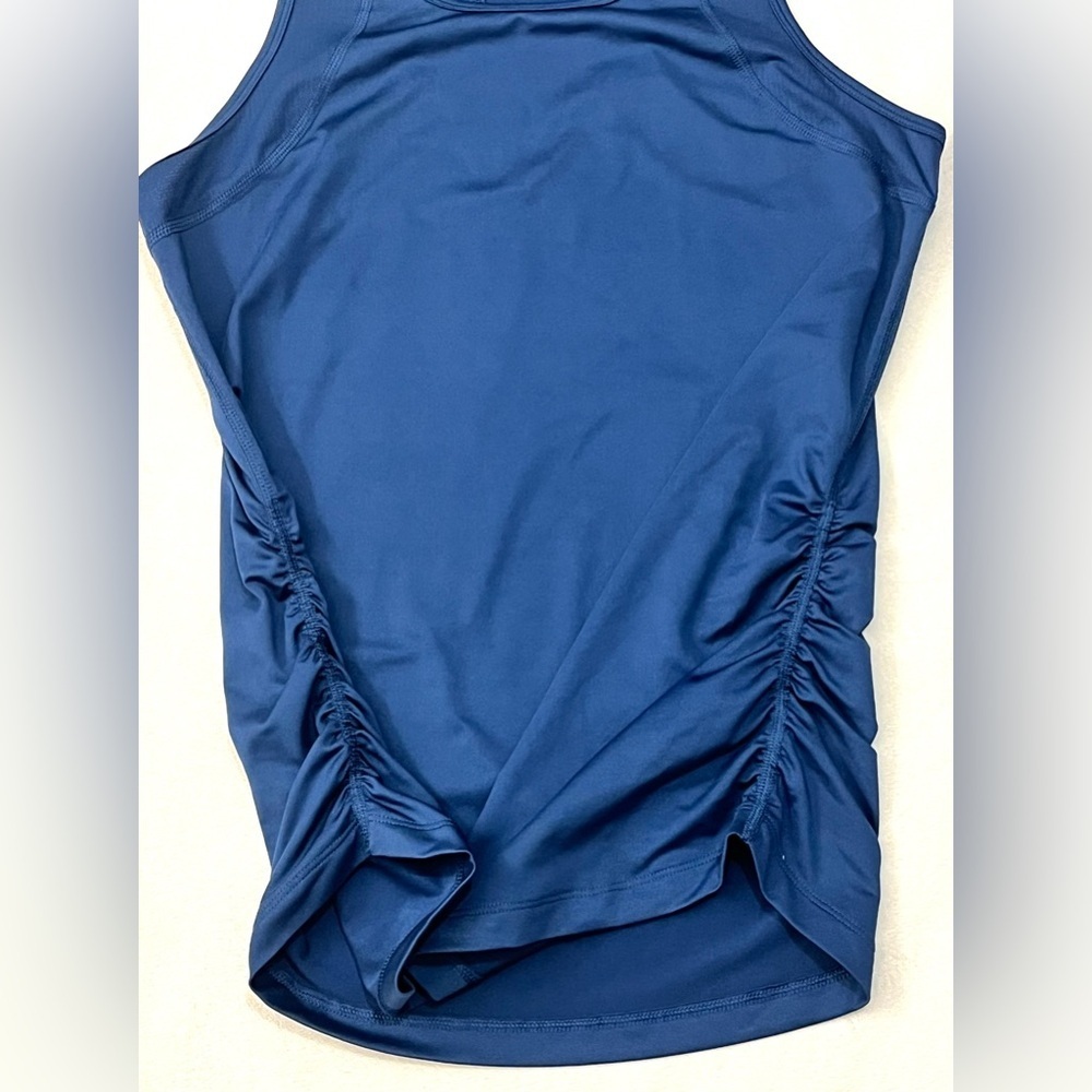 Tek Gear DryTek Women’s Racerback Blue Tank Top with Ruched Sides Small - Picture 12 of 16